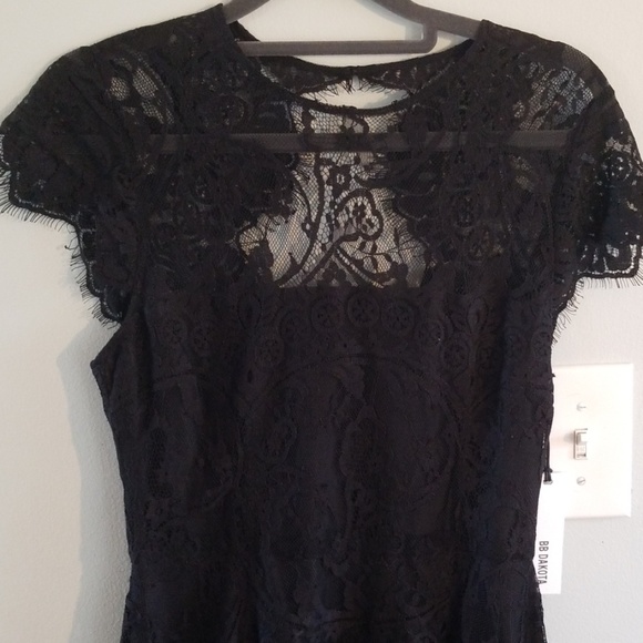 NWT Rhianna Open Back Lace Fit & Flare Cocktail Dr - Picture 5 of 8
